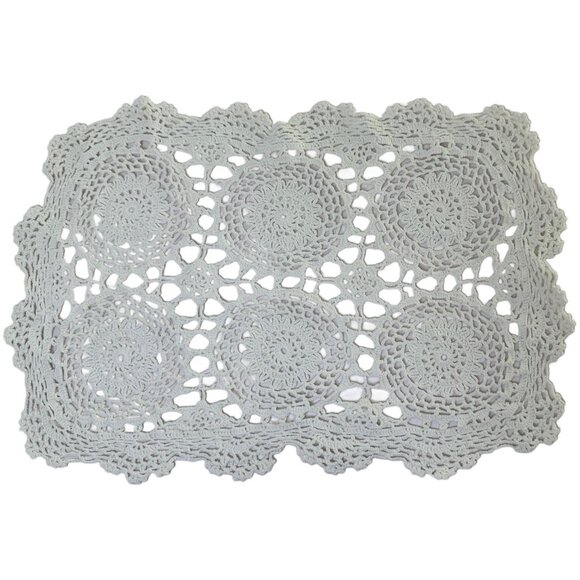 Vintage French Handmade Crochet Ivory Rectangle Napkin cotton 17”x10” - Picture 1 of 3